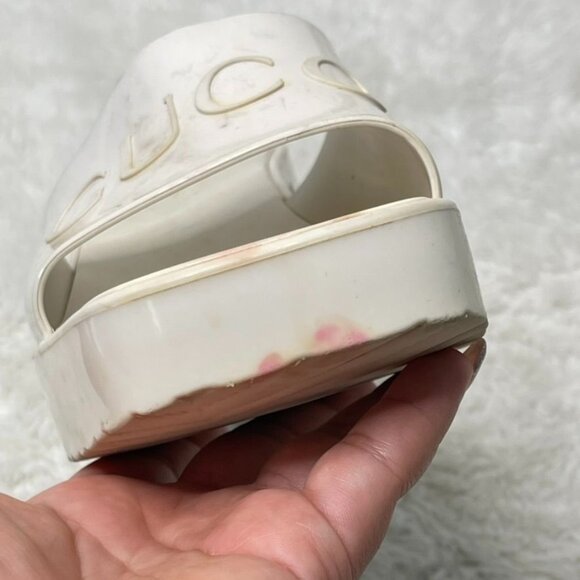 GUCCI Women's White Heeled Square Toe Slide Sandals Shoes Size 39 - Picture 6 of 16